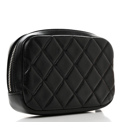 Chanel Lambskin Quilted Small Curvy Pouch Cosmetic Case Black 3 of 8