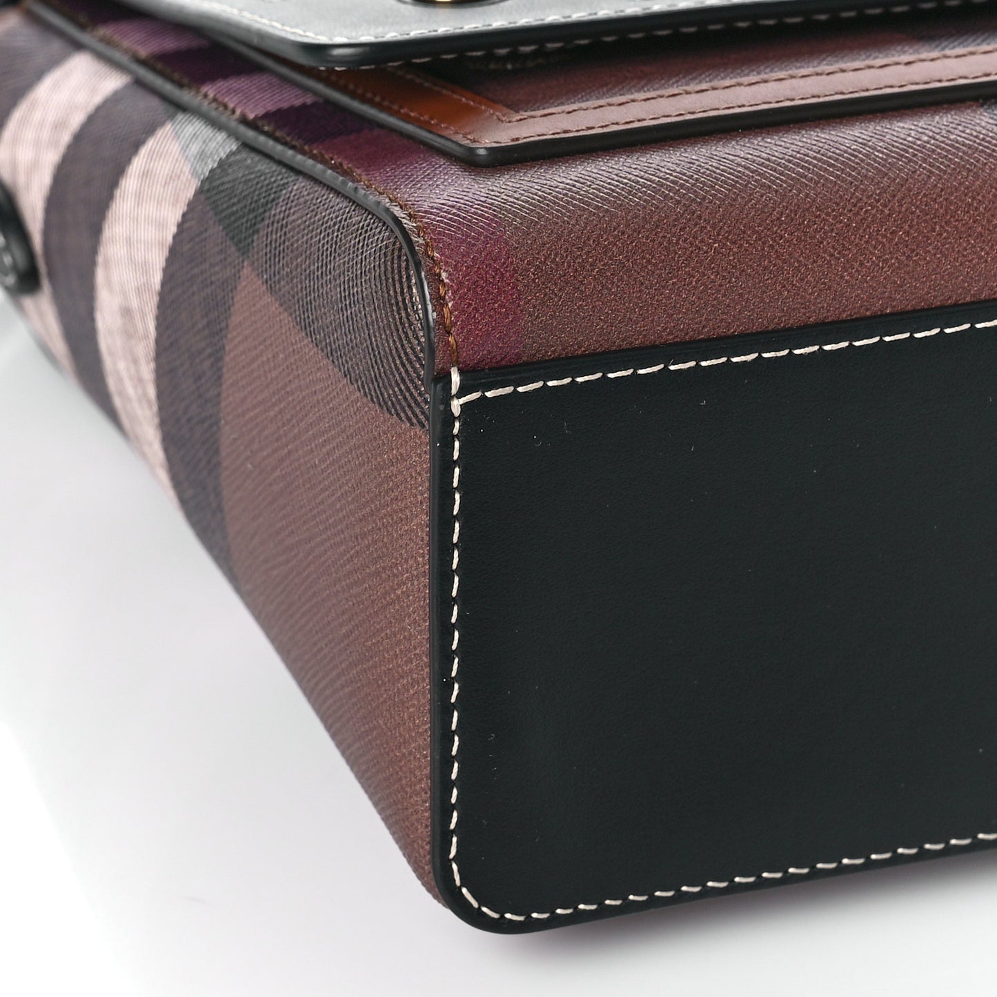 Calfskin Giant Check E-Canvas Note Crossbody Bag Dark Birch Brown