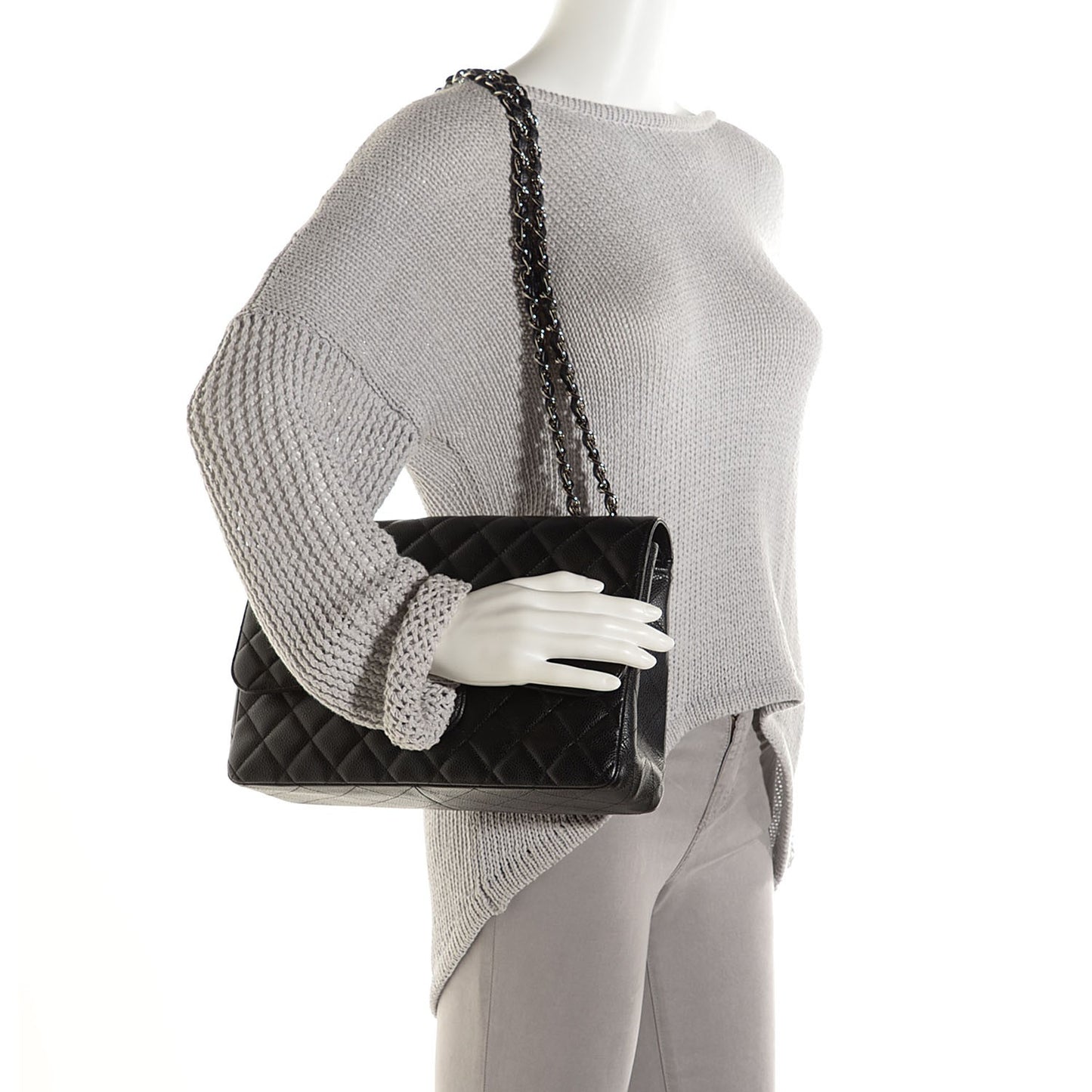 Caviar Quilted Jumbo Single Flap Black