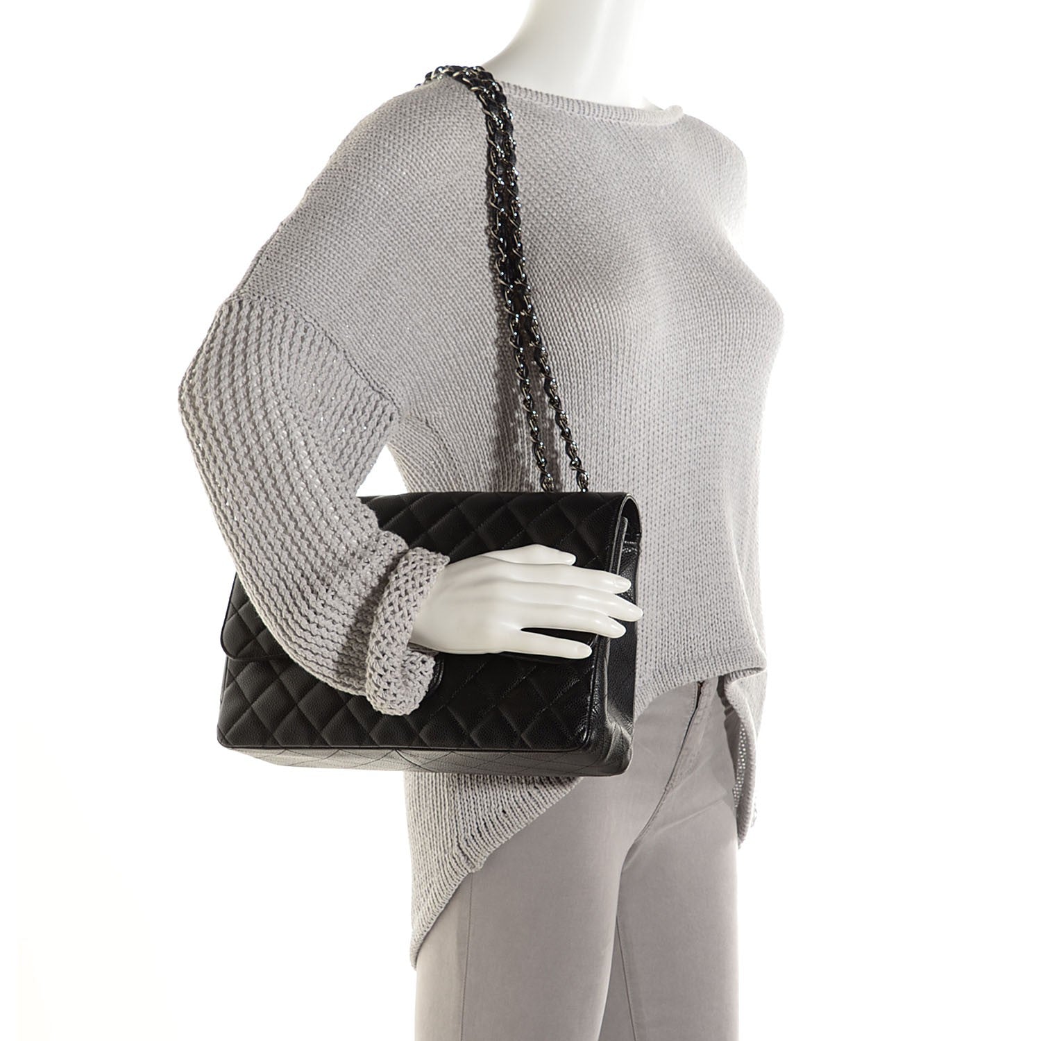 Chanel Caviar Quilted Jumbo Single Flap Black 2 of 8