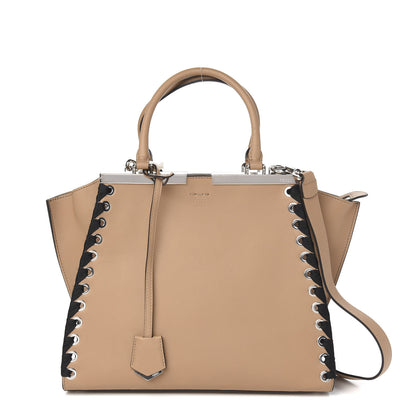 Fendi Vitello Dolce Ribbon Lace Up Petite 3Jours Tote Miele Scuro 1 of 9