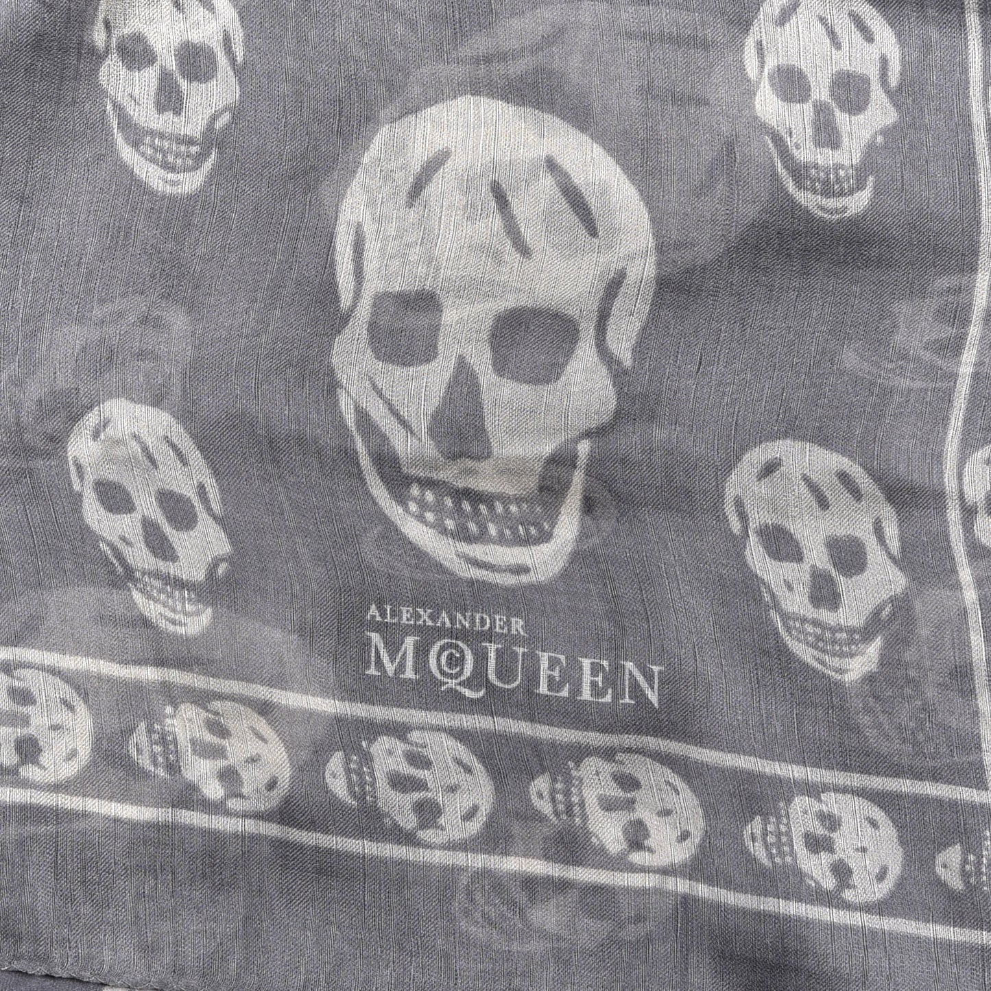 Silk Chiffon Skull Scarf Grey