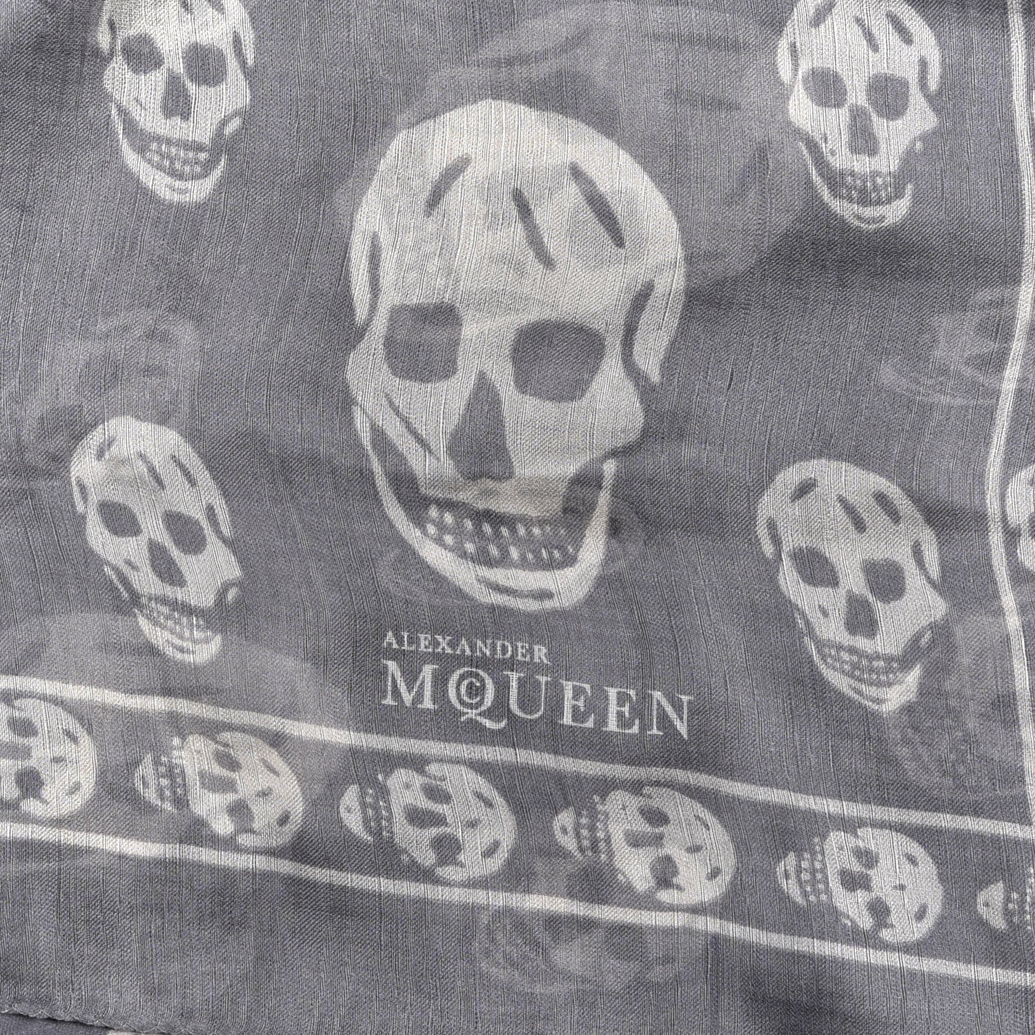 Alexander McQueen Silk Chiffon Skull Scarf Grey 3 of 4