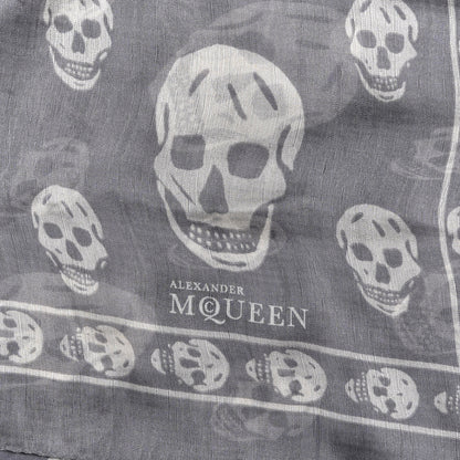 Alexander McQueen Silk Chiffon Skull Scarf Grey 3 of 4