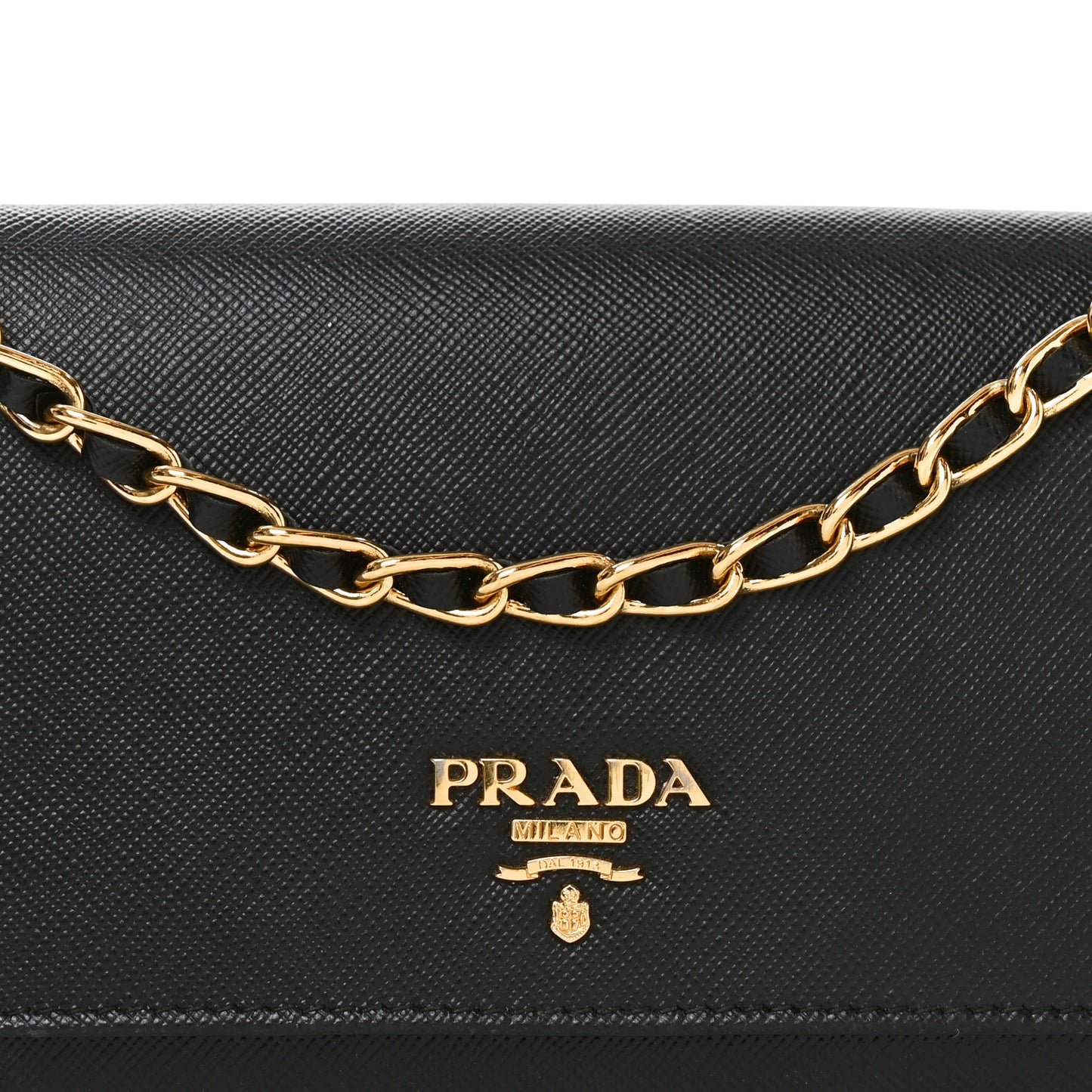 Saffiano Metal Oro Chain Wallet Black