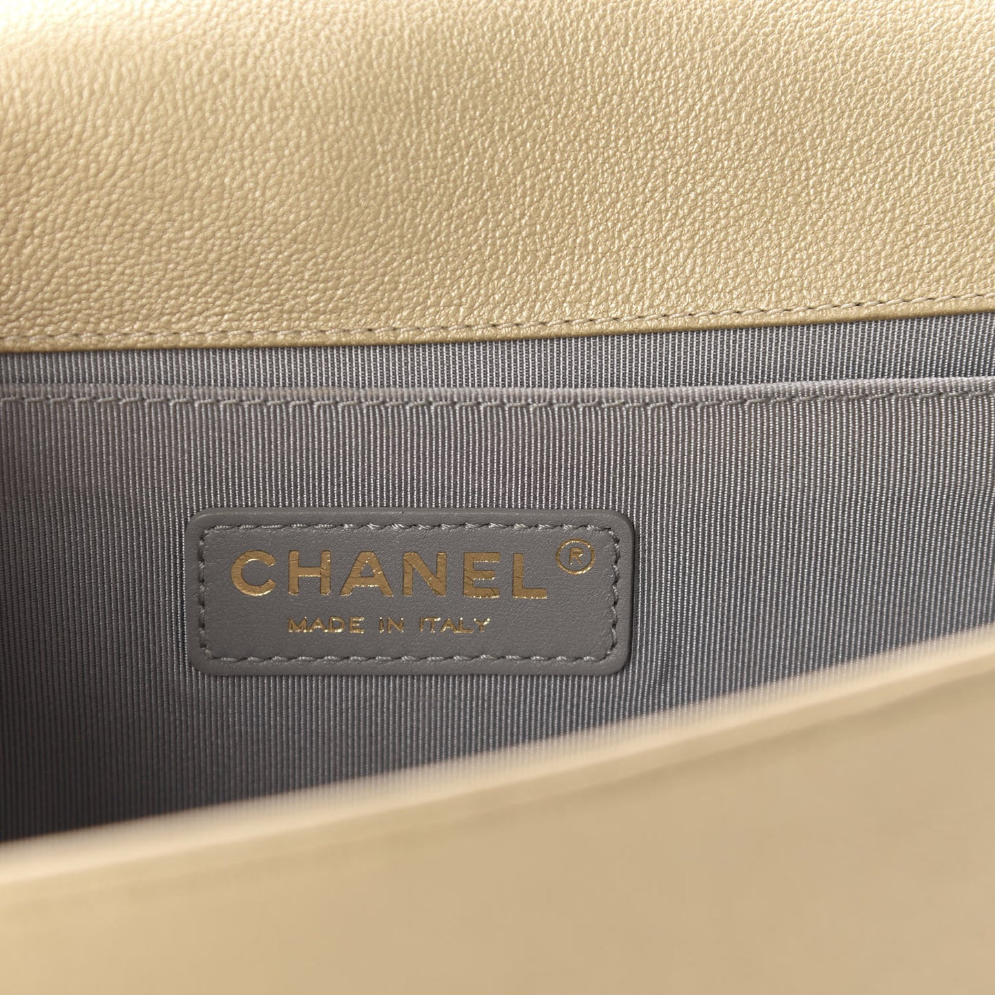 Metallic Lambskin Medium Golden CC Boy Flap Dark Gold
