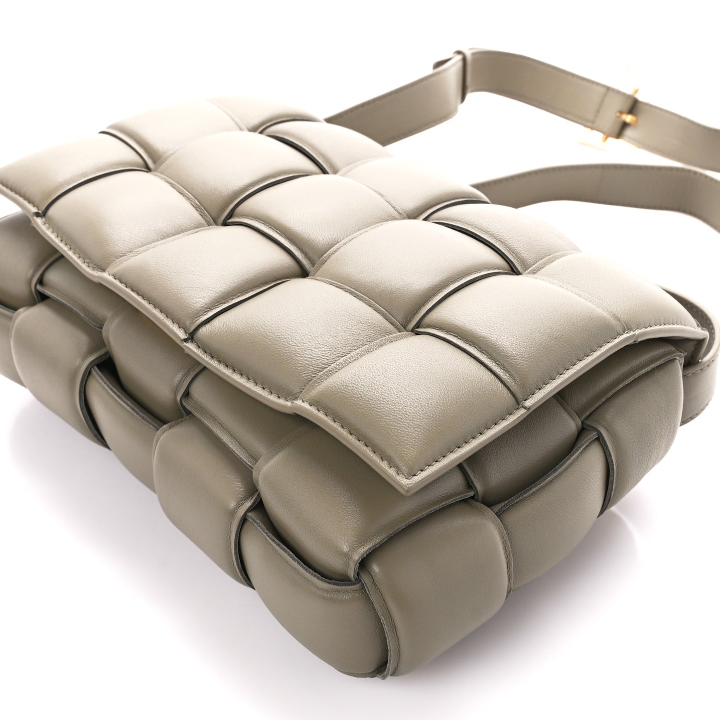 Nappa Maxi Intreccio Padded Cassette Crossbody Bag Taupe