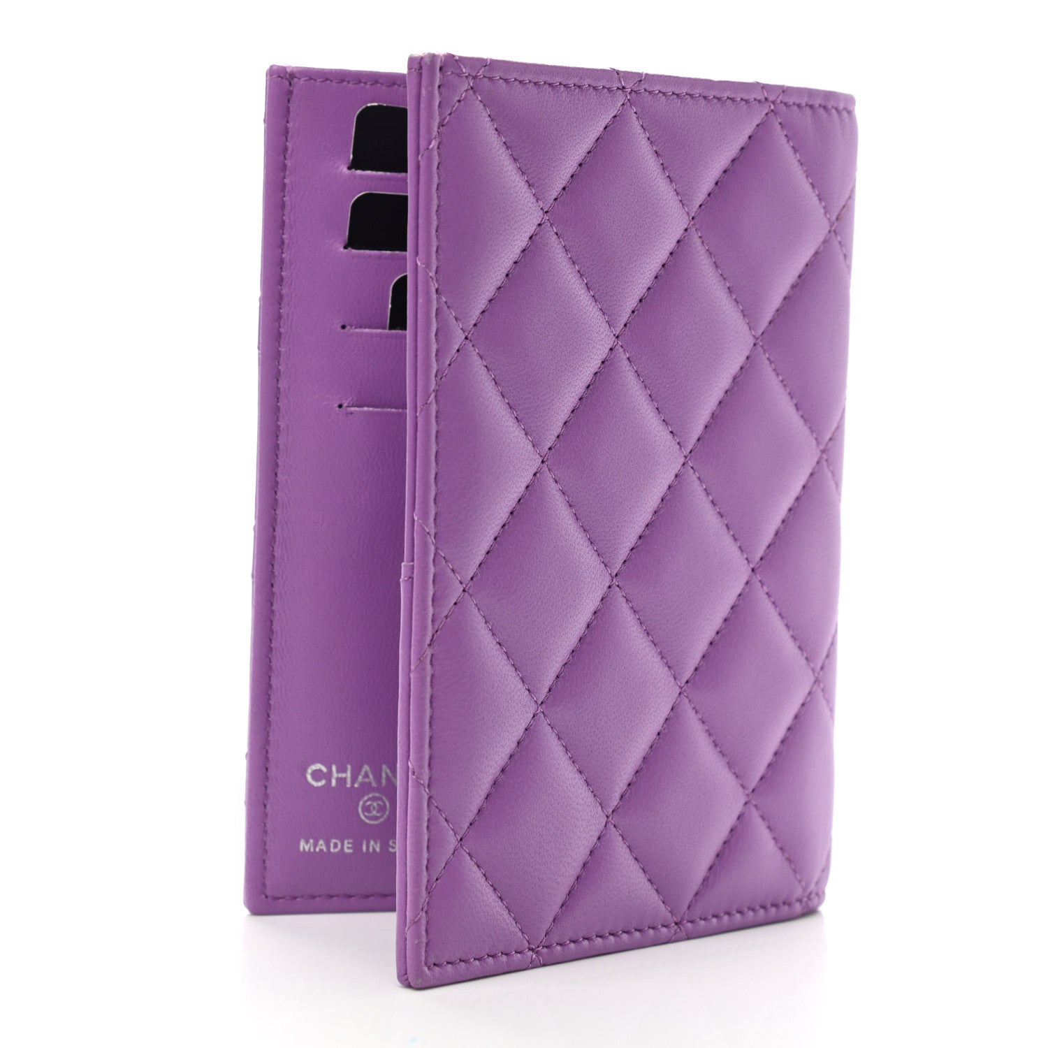 Chanel Lambskin Quilted Passport Holder Purple 3 of 7