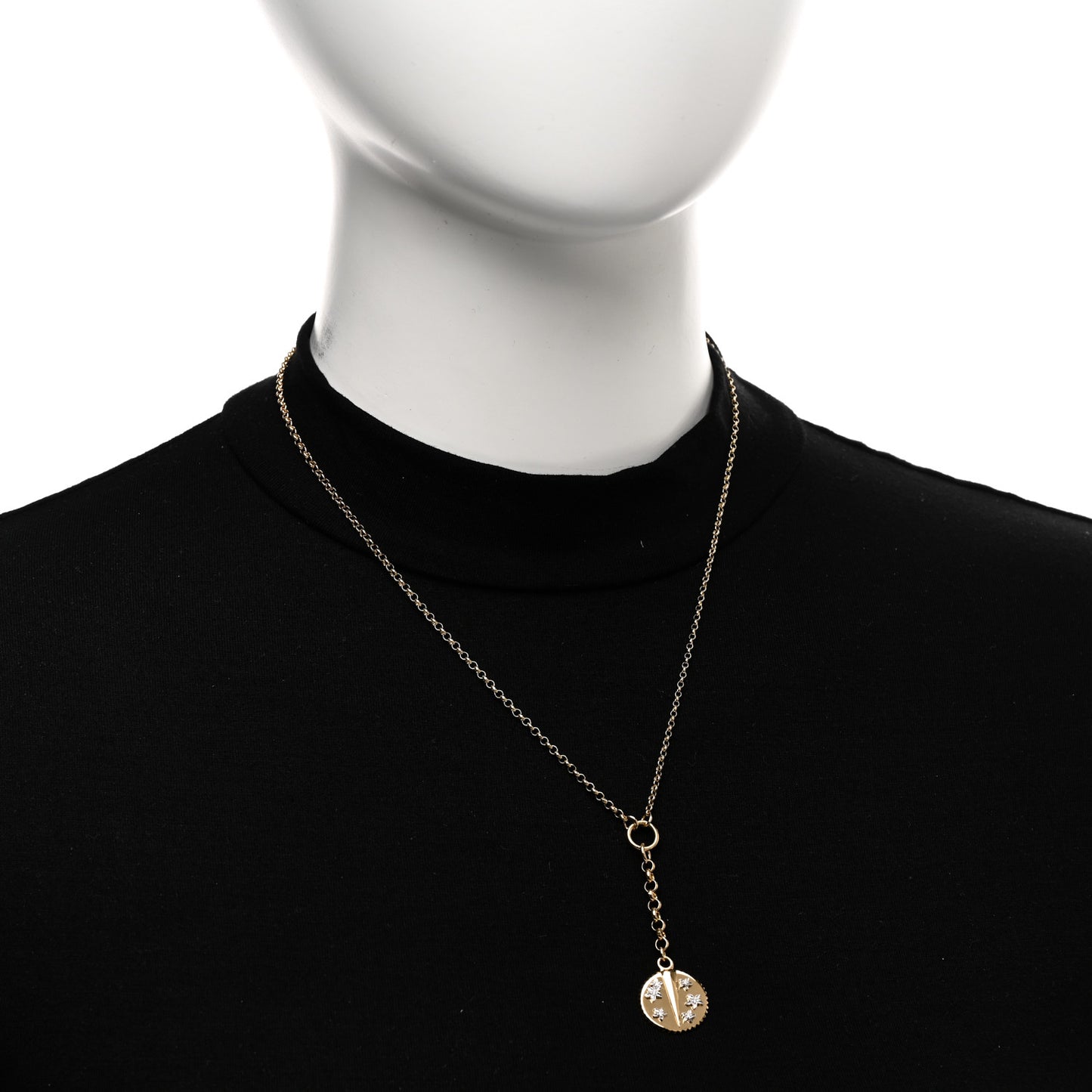 18K Yellow Gold Diamond Small Resilience Medallion Mixed Belcher Extension Chain Necklace