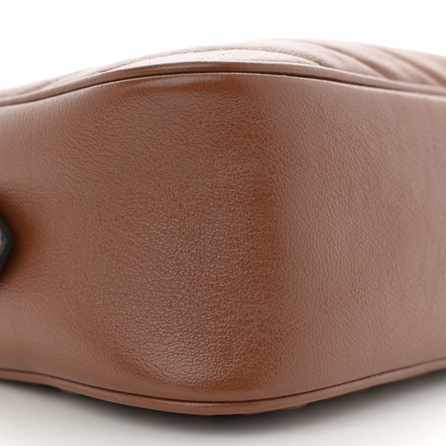 Glazed Calfskin Matelasse Diagonal Small GG Marmont Chain Shoulder Bag Cuir