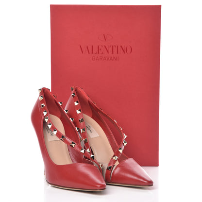 Valentino Garavani Nappa Rockstud Cross Strap D'Orsay 105mm Pumps 37.5 Rosso Valentino 11 of 11