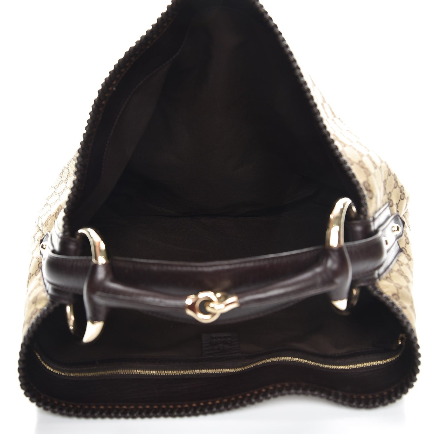 Monogram Large Horsebit Chain Hobo Dark Brown