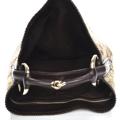 Gucci Monogram Large Horsebit Chain Hobo Dark Brown 5 of 9