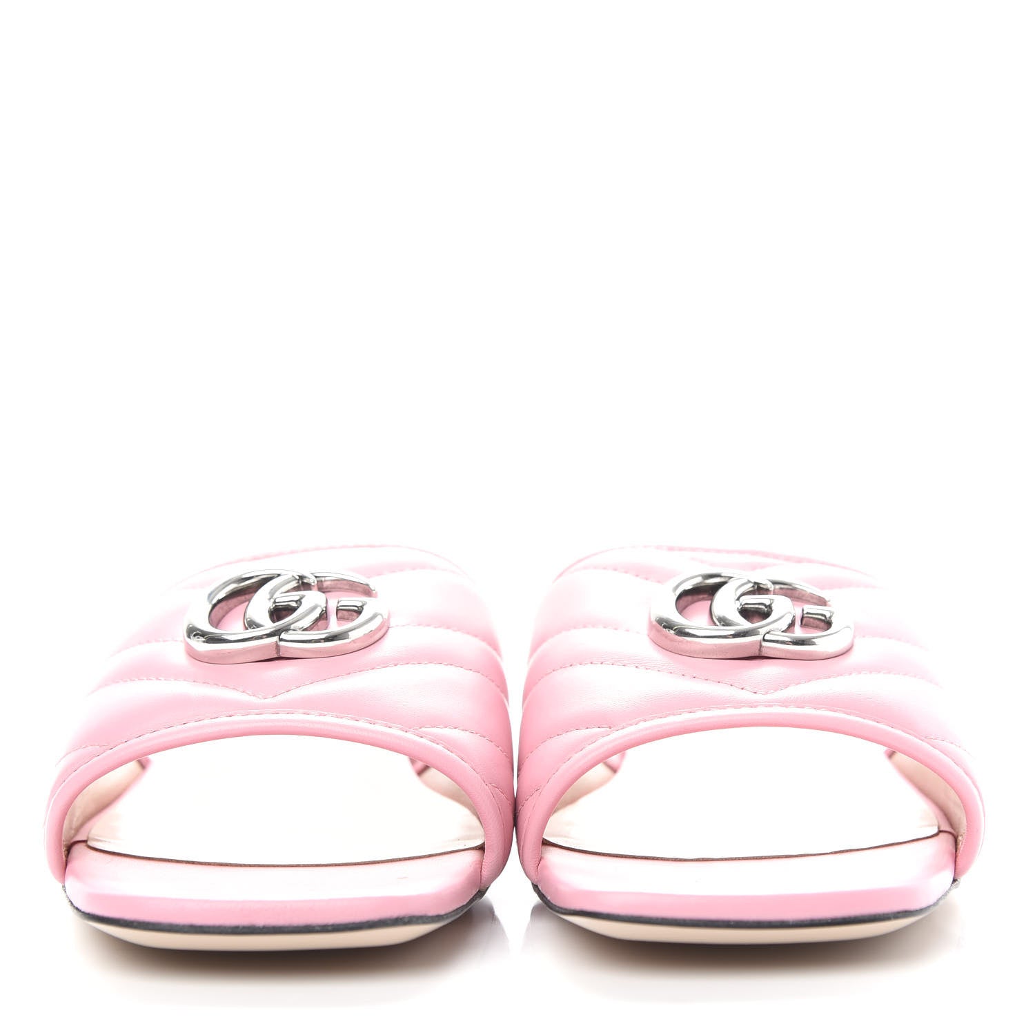 Gucci Nappa Matelasse GG Marmont Flat Slide Sandals 37.5 Wild Rose 2 of 11