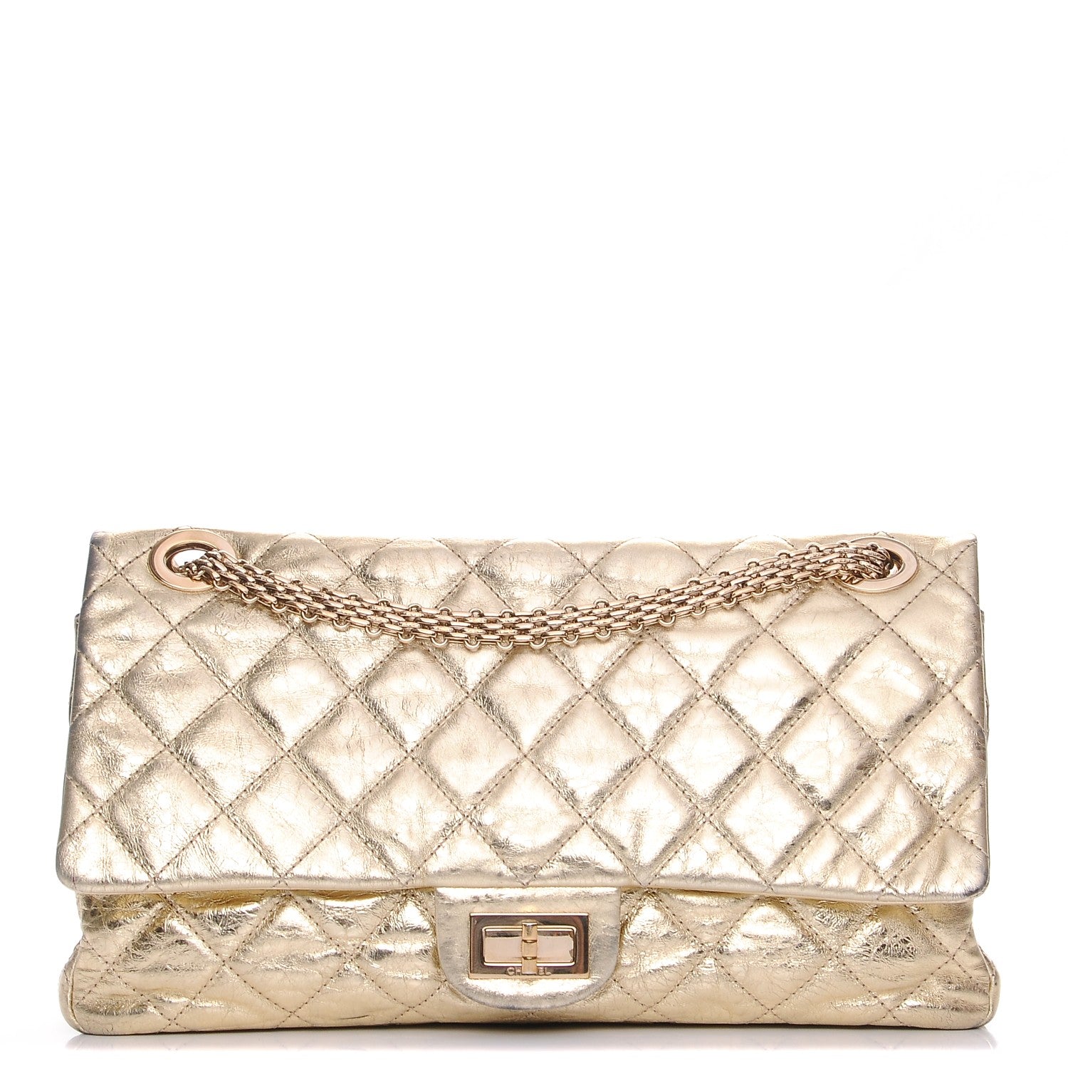 Chanel Metallic Aged Calfskin Quilted 2.55 Reissue 228 Flap Light Gold 1 of 19