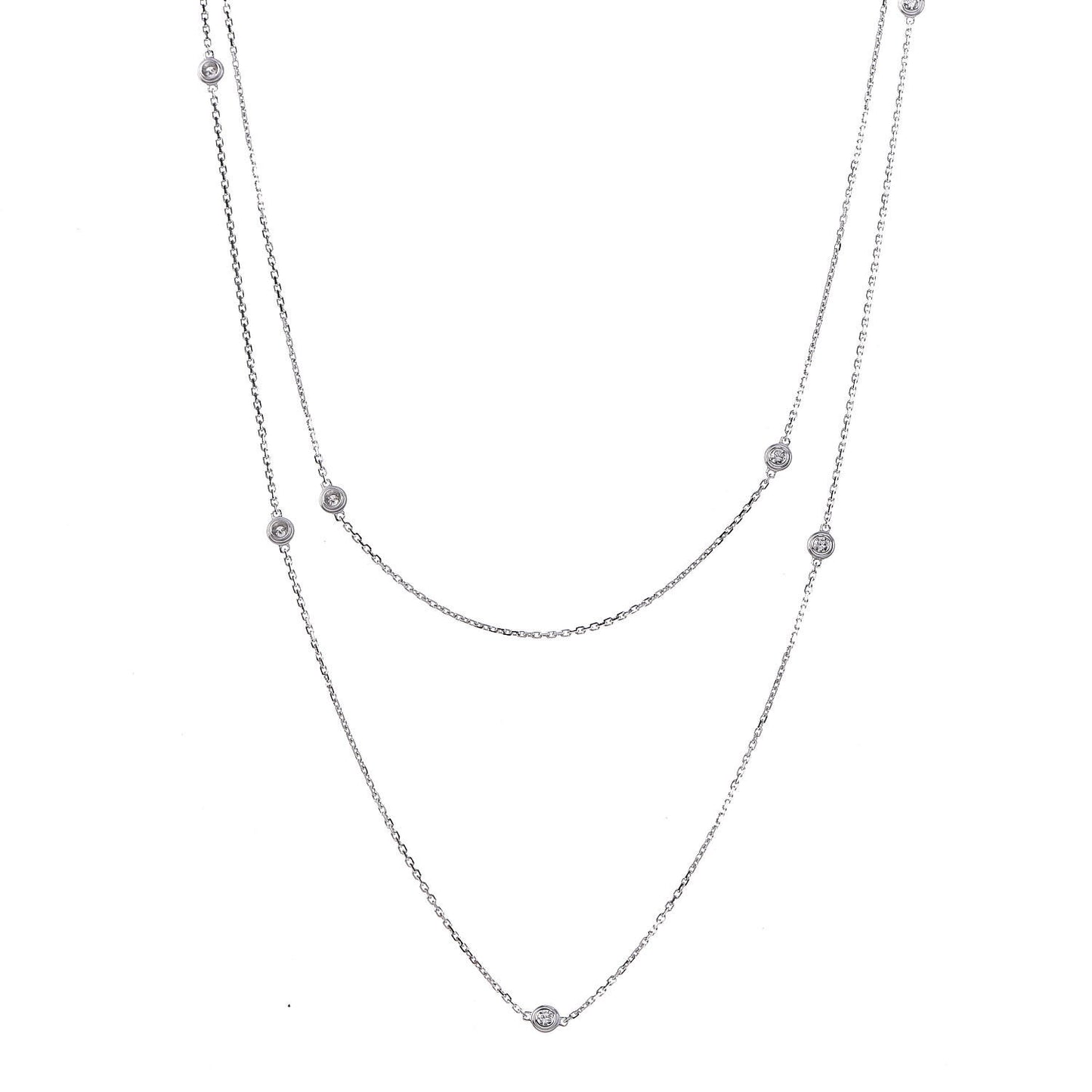 18K White Gold 12 Diamond D'Amour Station Necklace