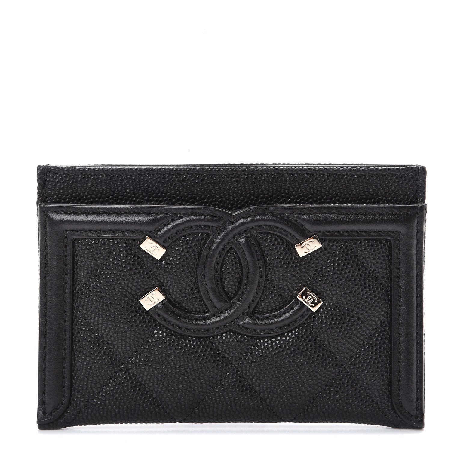 Chanel Caviar Quilted Filigree Card Holder Black 1 of 8