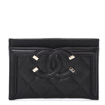 Chanel Caviar Quilted Filigree Card Holder Black 1 of 8