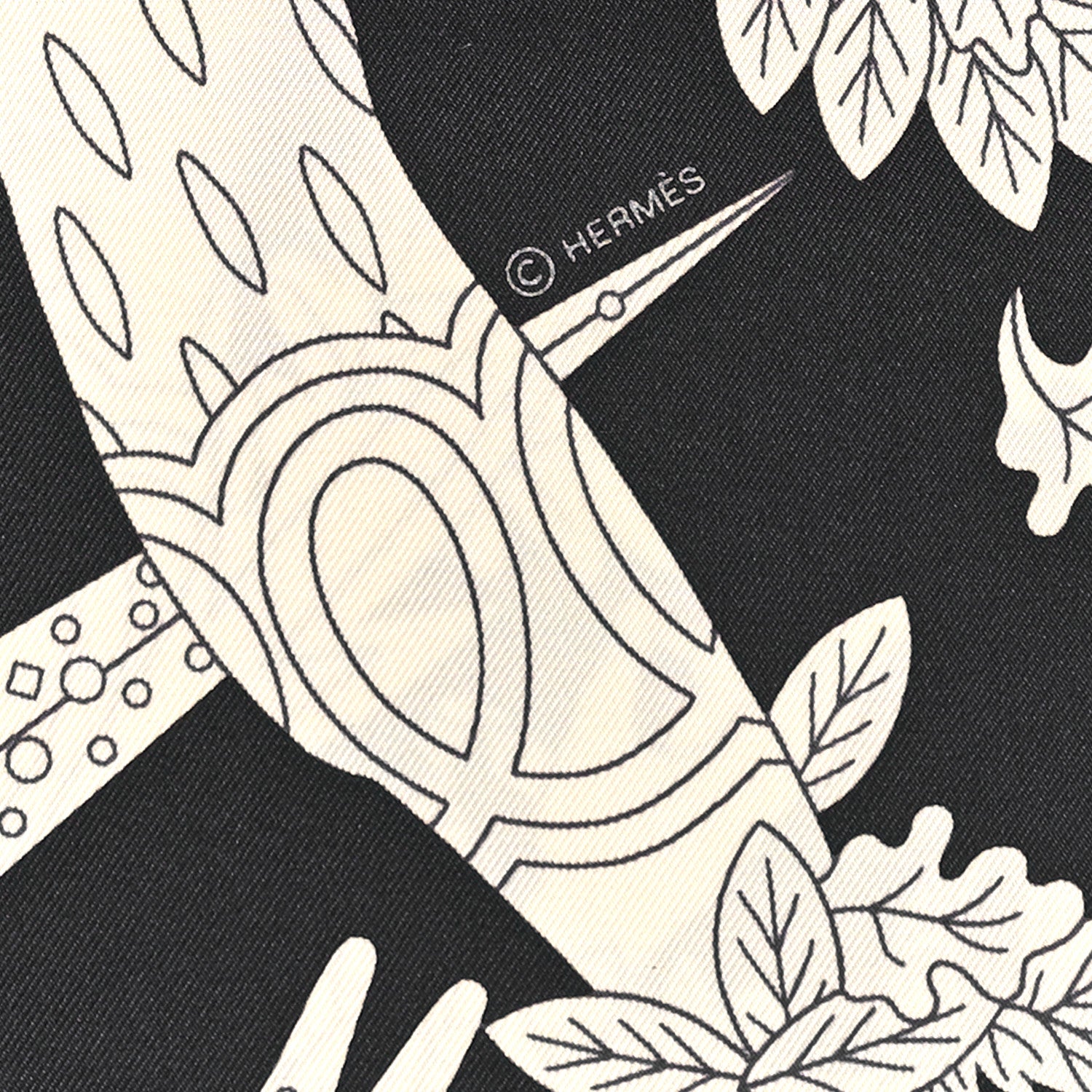 Hermes Silk Le Sacre Des Saisons Scarf 90 Bleu Black Creme 4 of 5