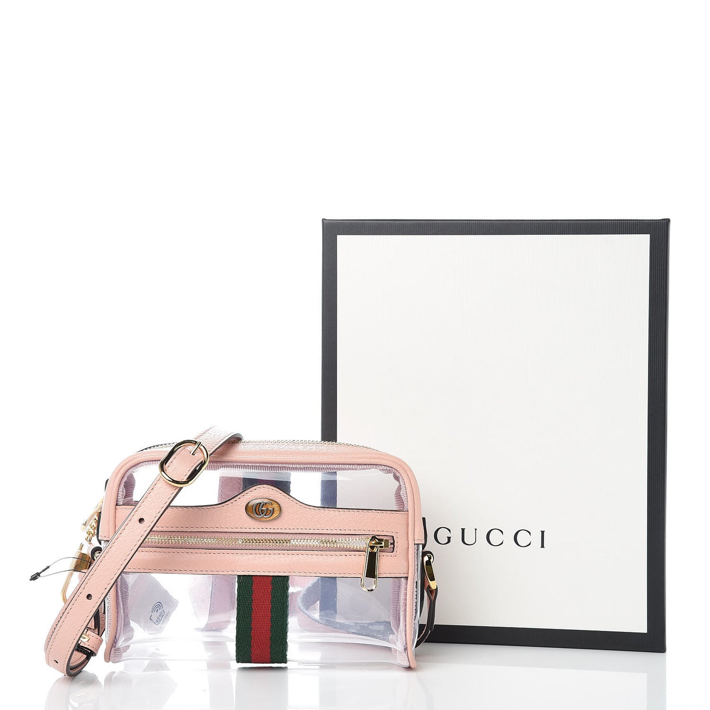 Vinyl Web Mini Ophidia Transparent Shoulder Bag Perfect Pink