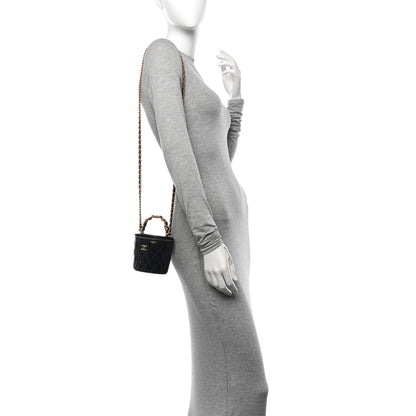 Chanel Patent Quilted Afternoon Tea Top Handle Vanity Case With Chain Black 2 of 11