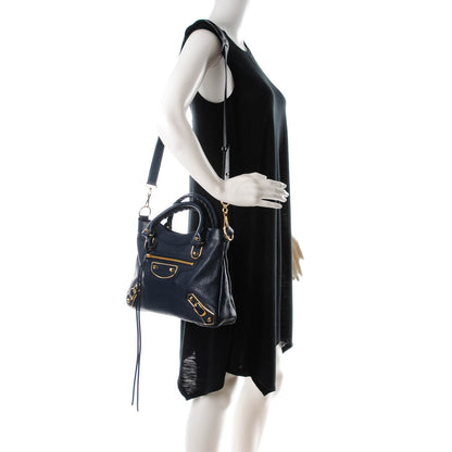 Balenciaga Chevre Gold Metallic Edge Hardware Town Bleu Nuit Dark Sea 2 of 7