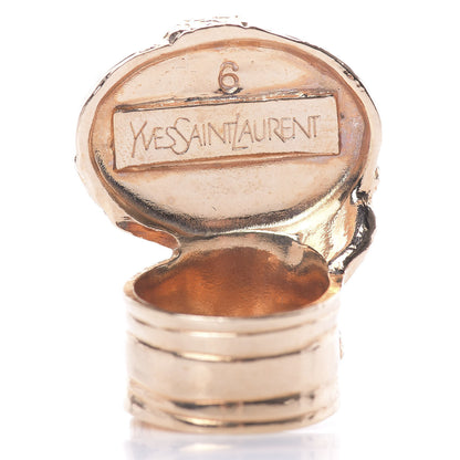 Saint Laurent Glass Cabochon Arty Ovale Ring 6 Rose Gold Marine 5 of 6