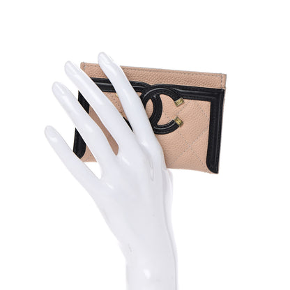 Chanel Caviar Quilted Filigree Card Holder Beige Black 2 of 9