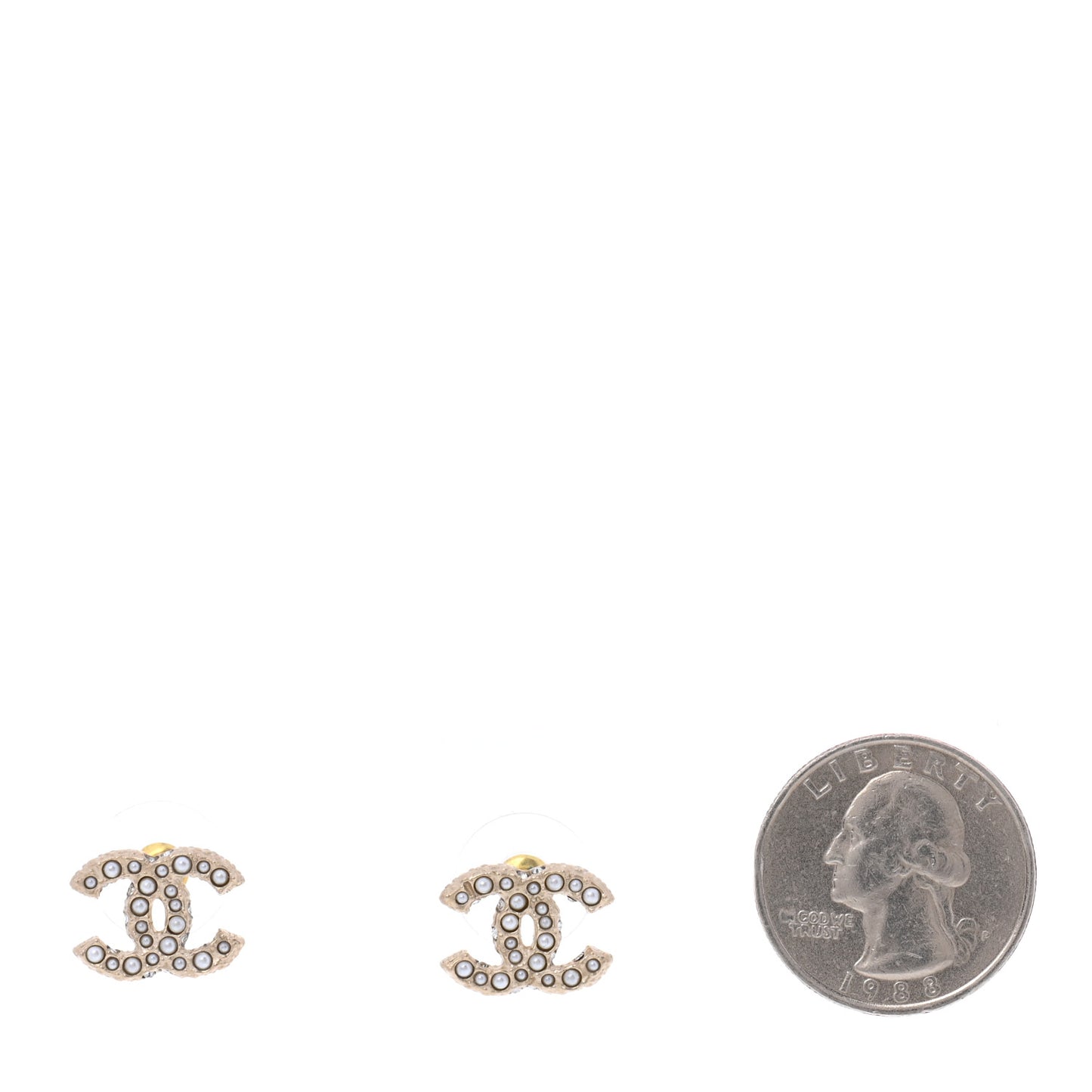 Metal Graduated Pearl Crystal CC Earrings Light Gold