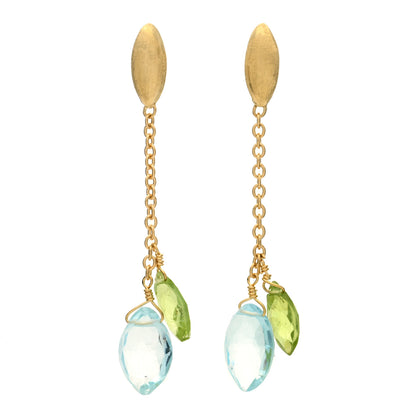 Marco Bicego 18K Yellow Gold Blue Topaz Peridot Drop Earrings 1 of 6