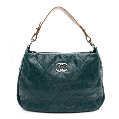 Chanel Glazed Calfskin On The Road Hobo Turquoise 1 of 10