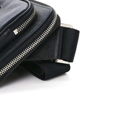 Prada Saffiano Travel Double Zip Crossbody Belt Bag Black 13 of 14