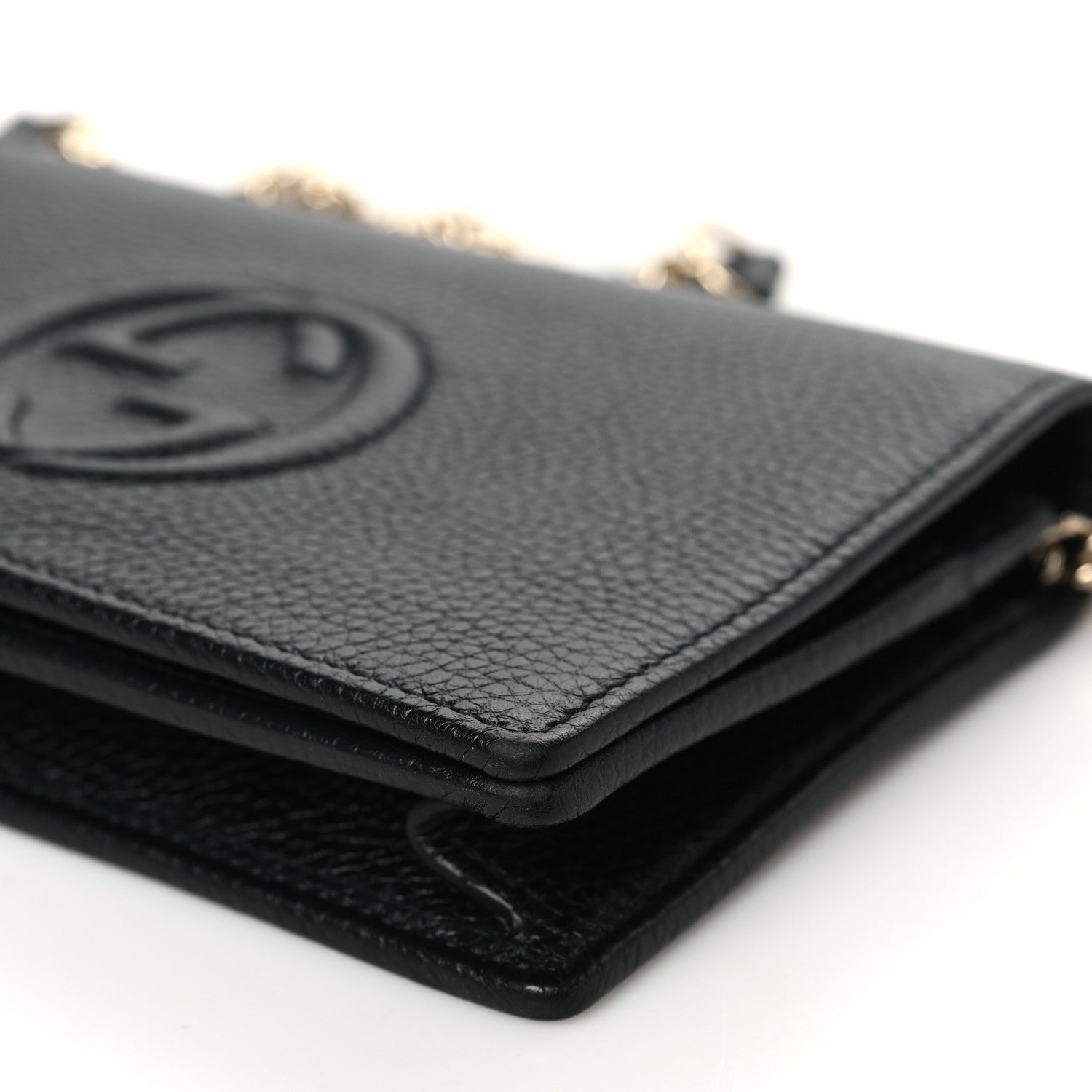 Gucci Pebbled Calfskin Soho Wallet On Chain Black 9 of 9