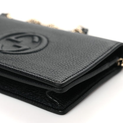 Gucci Pebbled Calfskin Soho Wallet On Chain Black 9 of 9