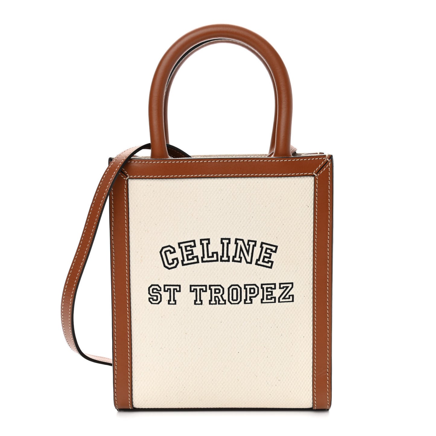 Canvas Calfskin St. Tropez Mini Vertical Cabas Natural Tan