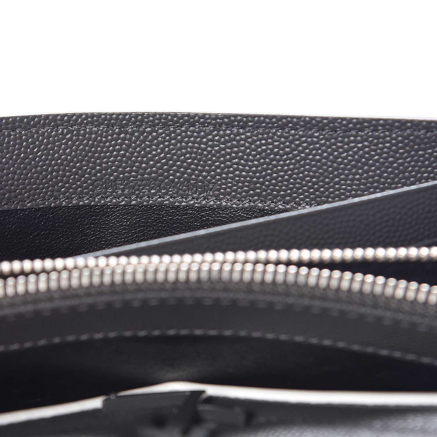 Saint Laurent Grain De Poudre Matelasse Large Monogram Flap Wallet Grey Dove White 8 of 9