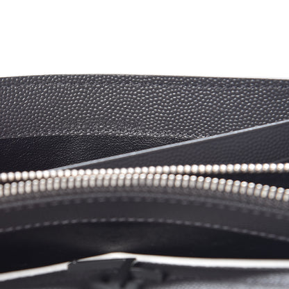 Saint Laurent Grain De Poudre Matelasse Large Monogram Flap Wallet Grey Dove White 8 of 9