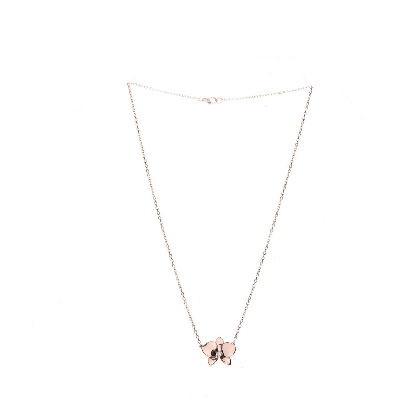 18K Pink Gold Diamond Caresse D'Orchidees Par Necklace