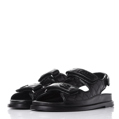 Chanel Lambskin Velcro Dad Sandals 37.5 Black 3 of 11