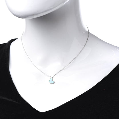 Van Cleef & Arpels 18K White Gold Turquoise Sweet Alhambra Butterfly Pendant Necklace 2 of 6