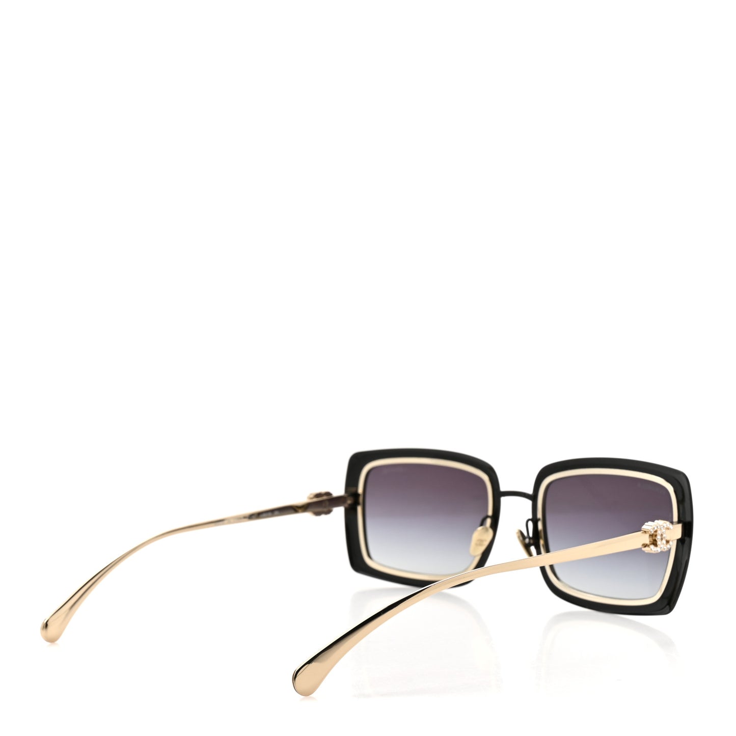 Metal Crystal CC Logo Sunglasses 71707 Black Gold