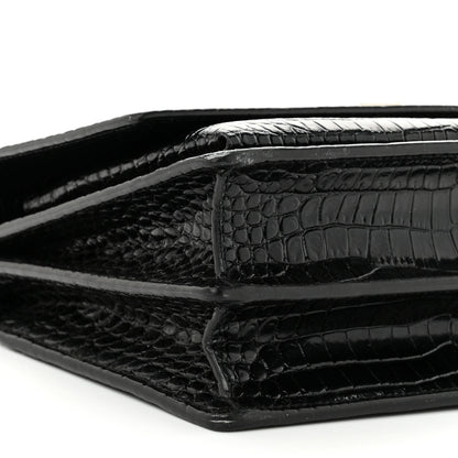Saint Laurent Calfskin Crocodile Embossed Medium Monogram Sunset Black 9 of 12