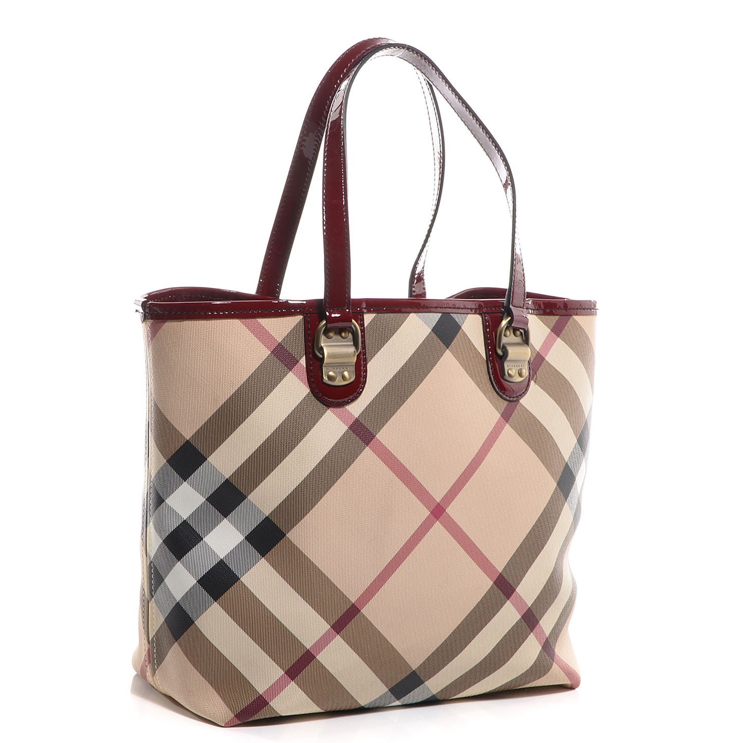 Patent Trim Small Nova Check Tote Red