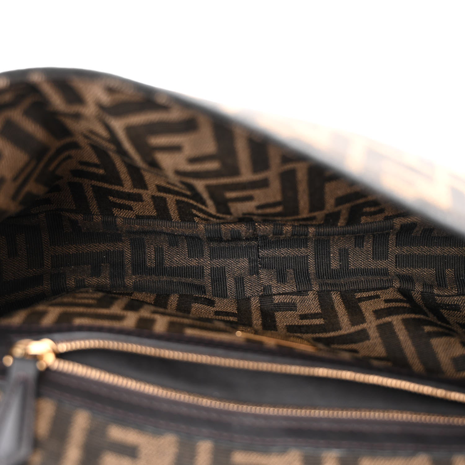 Fendi Fabric Jacquard FF 1974 Medium Baguette Tobacco Moro Black 5 of 11