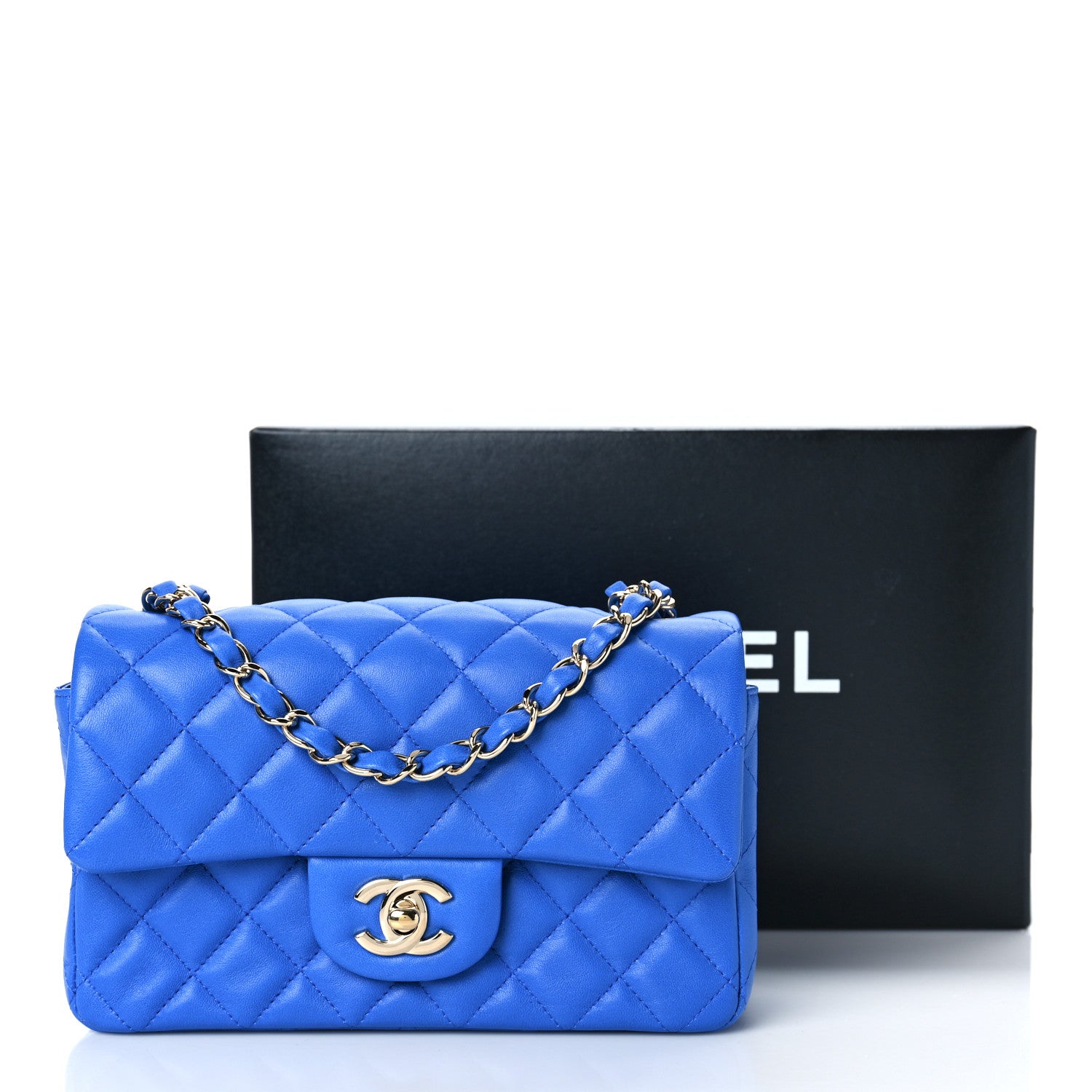 Chanel Lambskin Quilted Mini Rectangular Flap Royal Blue 10 of 10
