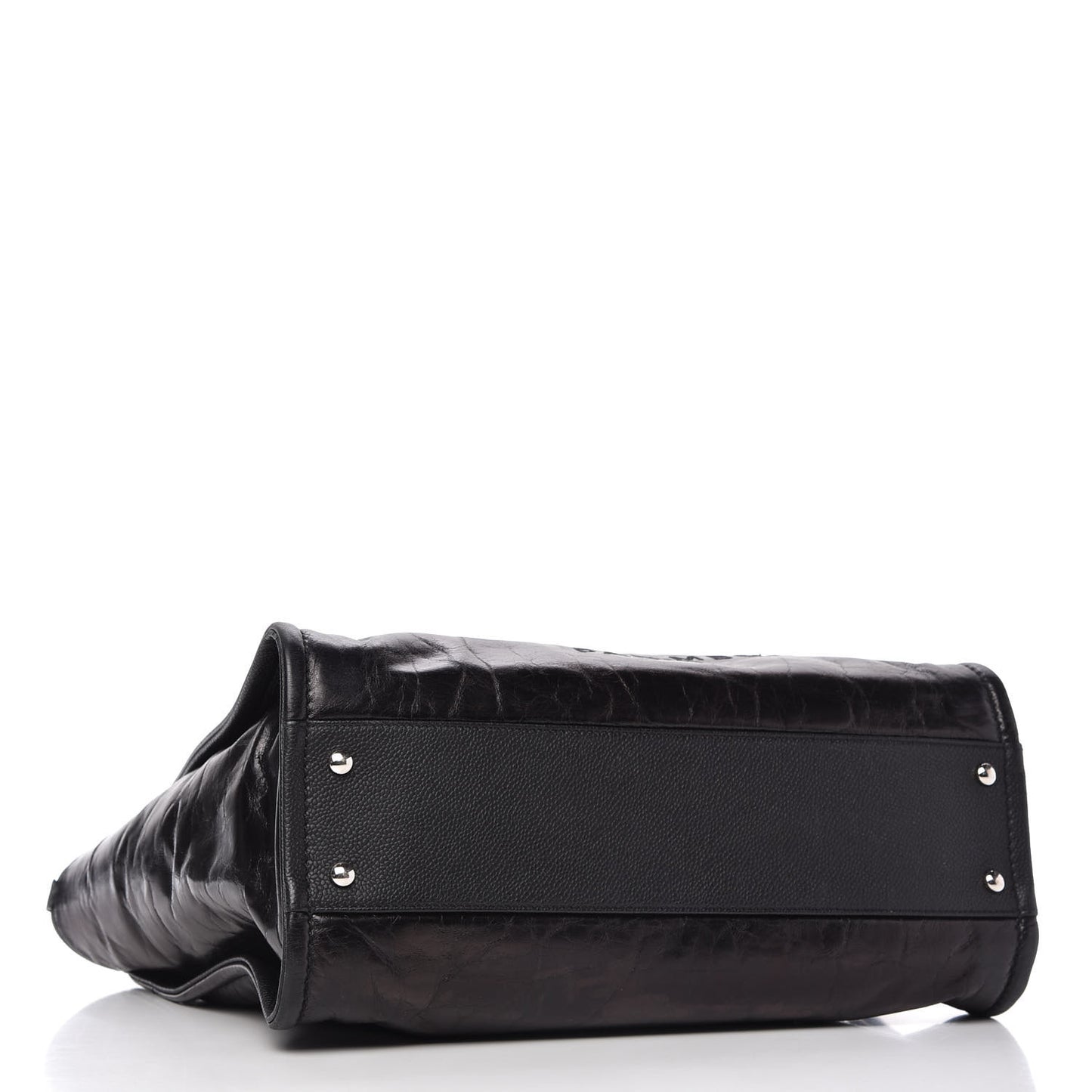 Glazed Calfskin Small Deauville Tote Black