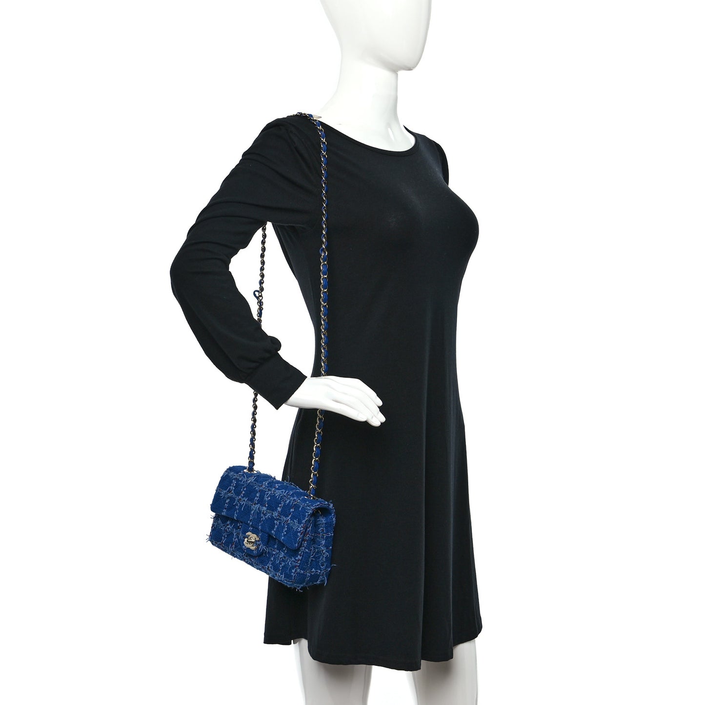 Tweed Quilted Mini Rectangular Flap Blue Multicolor