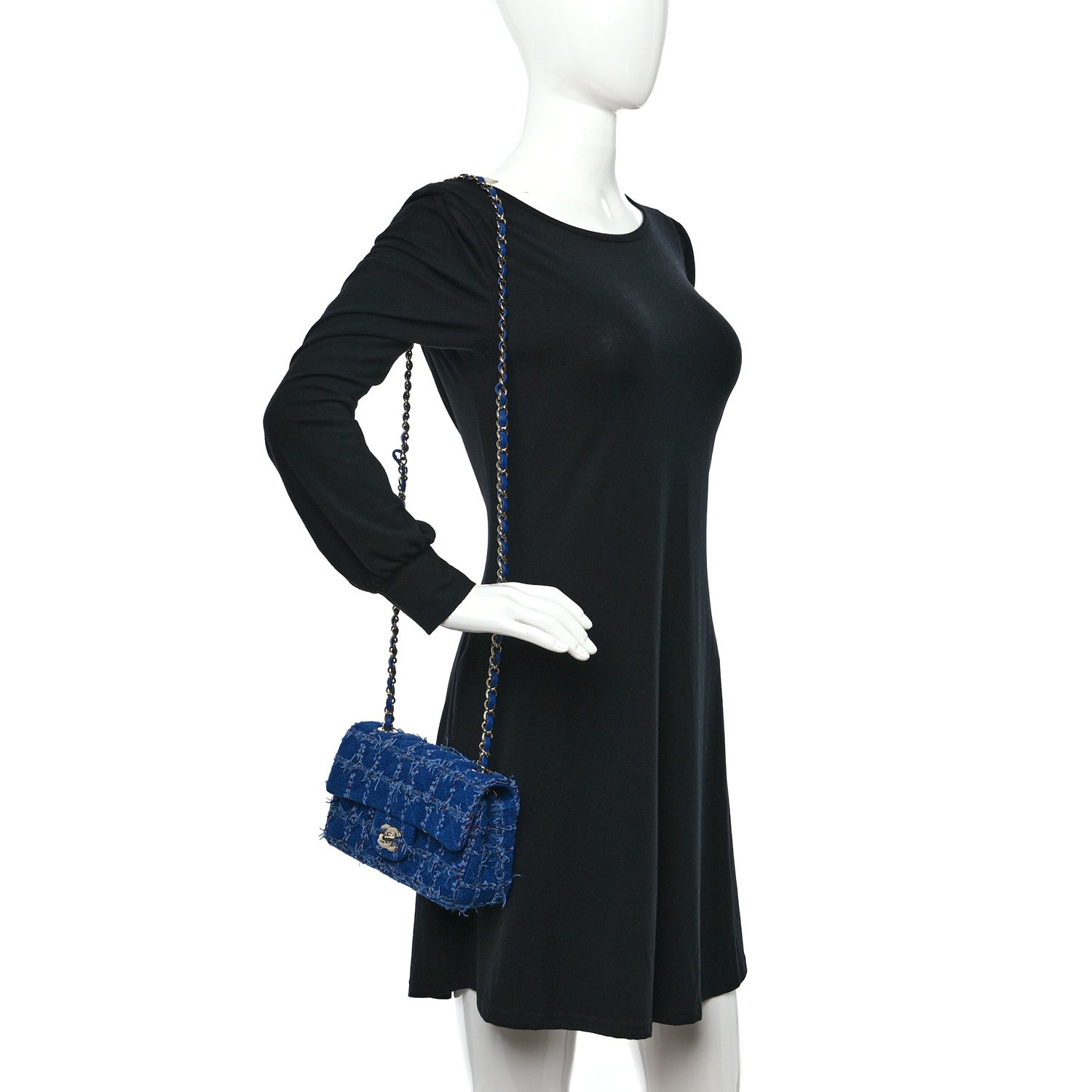Chanel Tweed Quilted Mini Rectangular Flap Blue Multicolor 2 of 10