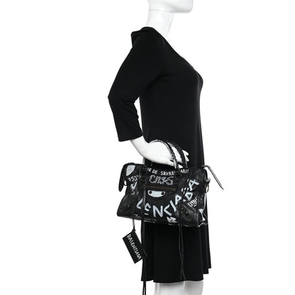 Balenciaga Agneau Classic Hardware Graffiti All Over S City Black 3 of 11