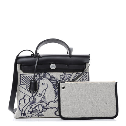 Hermes Vache Hunter Toile Pegase Pop Herbag Zip Retourne 31 PM Bleu Indigo 2 of 12